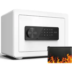Small Safe,  Safe  Box for   Documents with Fireproof & Bag Small Safes for  Office Dorm with Digital  Keypad & Removable Shelf (0.8 Cubic  White)