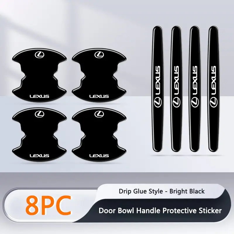 8pcs Car Door Handle Bowl Anti-collision Protective Stickers Automotive Decals For Lexus RX330 IS250 Ct200h ES300h RX350 IS300h NX300h RX400h Fsport ES350 Auto Accessories