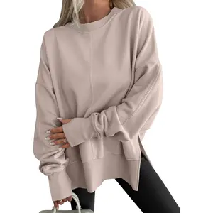 Women Oversized Sweatshirts Thumbhole Long Sleeve Hoodies Shirts 2026 Fall Side Slit Pullover Top Teen