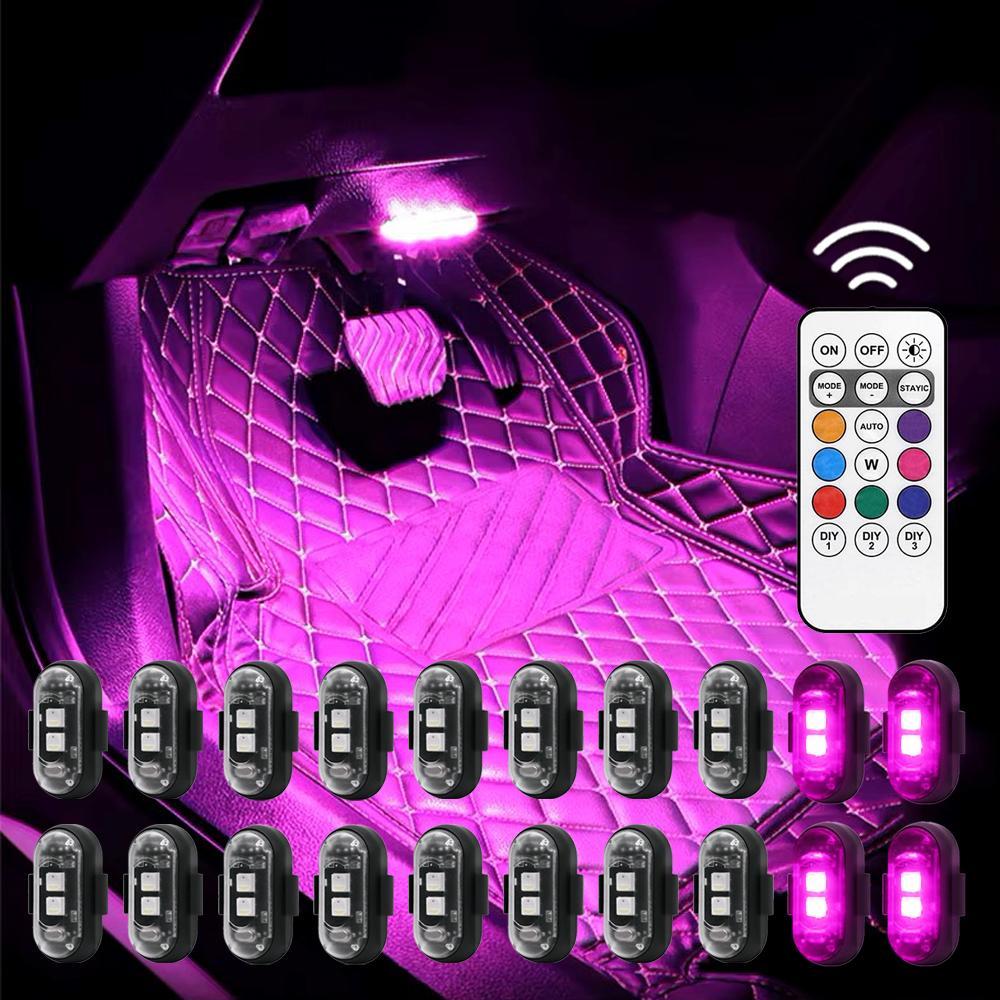 Magnetic RGB LED Strobe Light, Wireless Remote Control Car Light, Led Car Ambient Light, Waterproof LED Light for Car, Motorcycle, Bike, Camping, Truck, Boat, Night Warning Light Footwell lights Valentine's Day Father's Day Gift for Him Her Dad