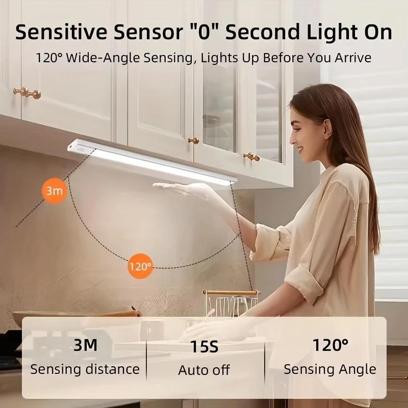 No Wiring Needed Under Cabinet Lights 6 Pack, Motion Sensor Turns On Instantly, 11.8in Rechargeable Magnetic Stick On Lights,White Color Temps Dimmable, Perfect Under Counter Lighting for Kitchen, Stairs, Closet, Night Use