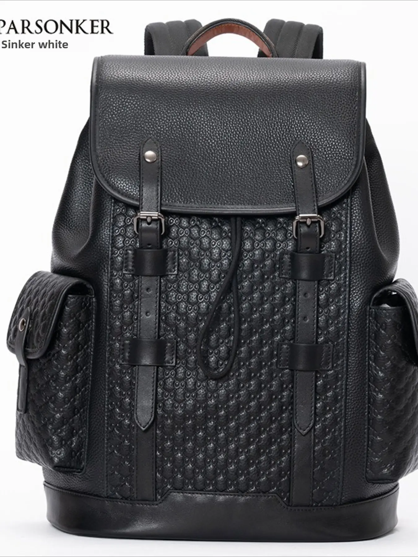 Commuter backpack men's leather office business computer backpack outdoor large capacity multi-function high-end men's backpack