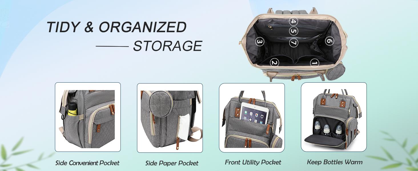 Diaper Bag Backpack Baby Bag, Baby Girl Boy Diaper Bag for Dad Mom with Pad, 16 Pockets, Pacifier Case, Large Diaper Bags Unisex for Travel SpringStatements