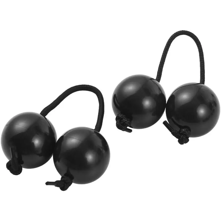 Unisex 2-Count ABS Plastic Asalato Shakers - Ball Shape Percussion Kashaka Rhythmic Balls, Textured Grip Fingertip Drum Musical Instrument (Black)