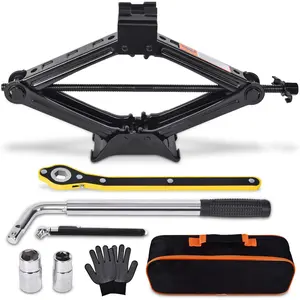 Scissor Car Jack 2 Ton (4409 lbs) Tire Changing Kit with Lug Wrench - Emergency Kit for Car, SUV, MPV