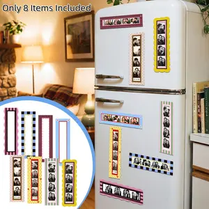 8 Pcs Mini Magnetic Photo Frames, fridge magnet frames fit 1.5×8 inch photo strips. Compact and stylish, perfect for displaying photos on fridges at home, kitchen and office. Photo Decorations