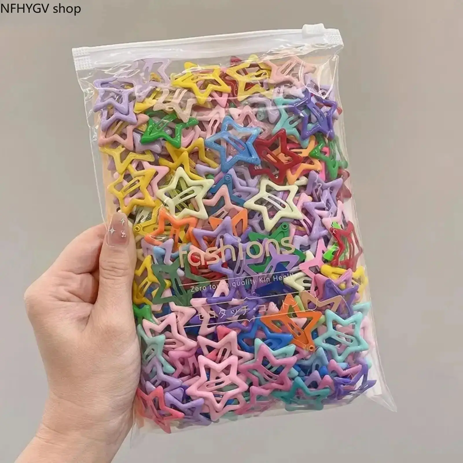 100Pcs Candy Color Star Non-Slip Hair Clips, Cute Lightweight Star Barrettes Bulk Set For Little Girls, All-Season Daily Hairstyle Styling Essential, Firm-Grip Sports Hair Accessory For Outdoor And School Daily Hair Fixing Matching