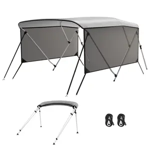 Universal Boat Bimini Top Replacement Canvas - Detachable Mesh Side Panels, UV-Protective Sunshade Canopy, Breathable Mesh Extension for Ventilation & Visibility, Zippered Sidewalls, Boating Accessory for Fishing & Sailing