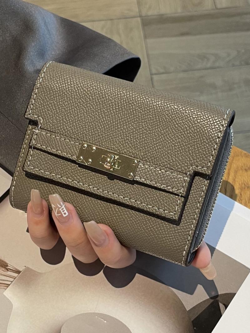 Ultra Thin Leather Card Holder Zipper Card Case with Lock Keychain Compact Wallet for Men Women Daily Travel Secure Storage Design