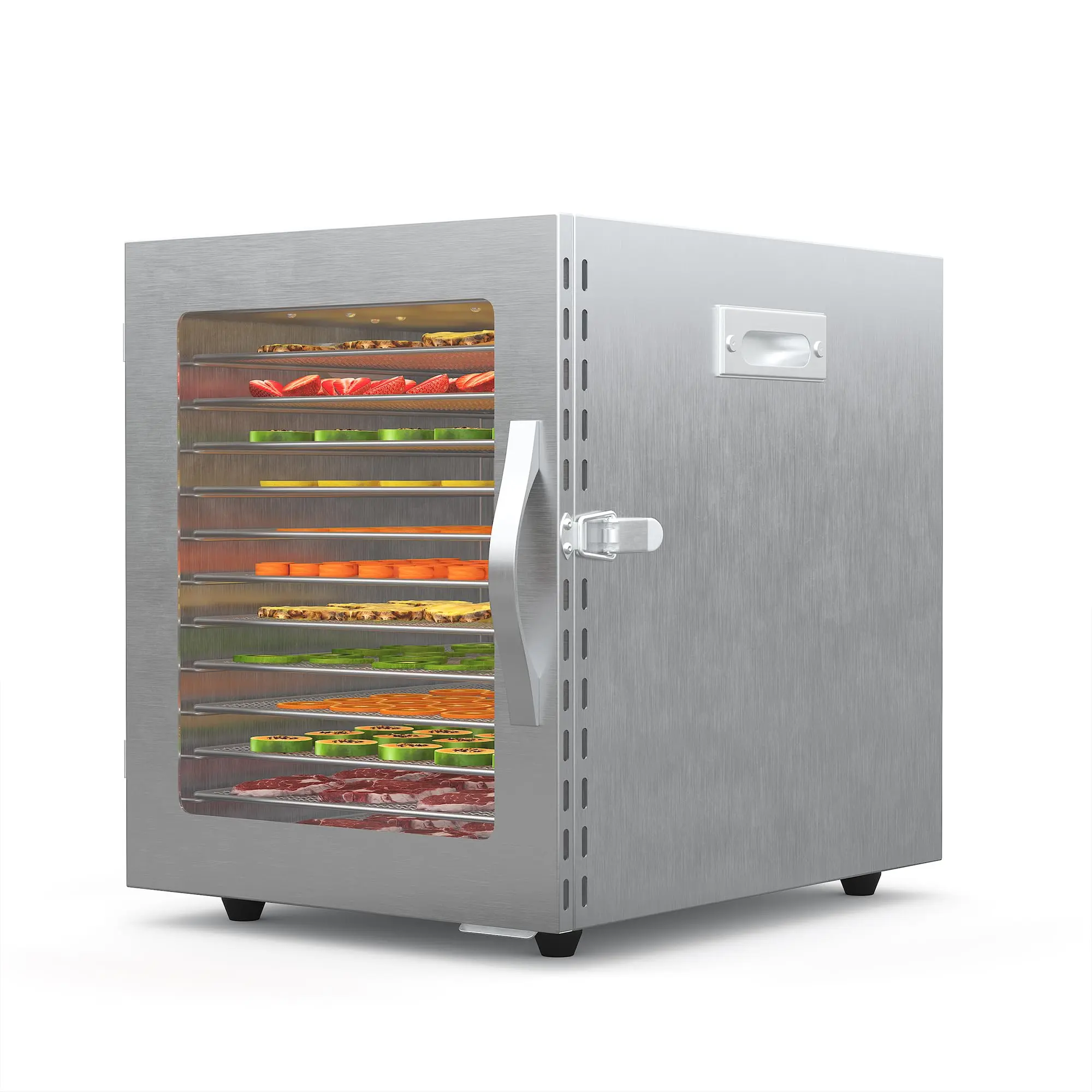 12-Tray Food Dehydrator, Stainless Steel Single Door Electric Dehydrator with 12 Stainless Steel Trays, Large Drying Capacity, Adjustable Temperature Control, 48H Timer, for Jerky, Fruits, Vege