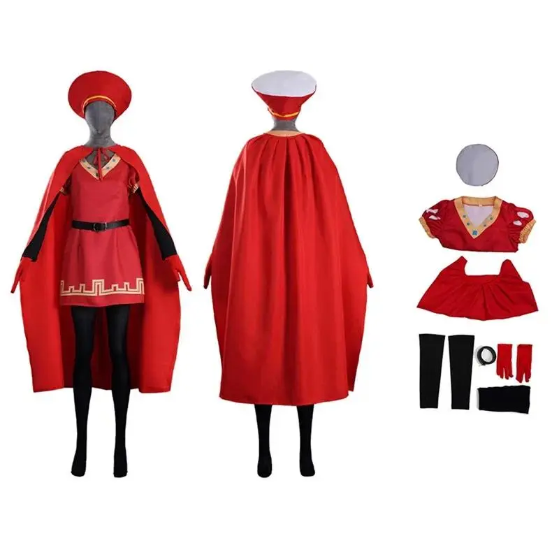 Women's Cartoon Lord Farquaad Cosplay Costume Set - Includes Top, Cloak, Hat, Belt, Gloves, Socks & Accessories for Halloween, Party Events (Festive & Party Supplies)