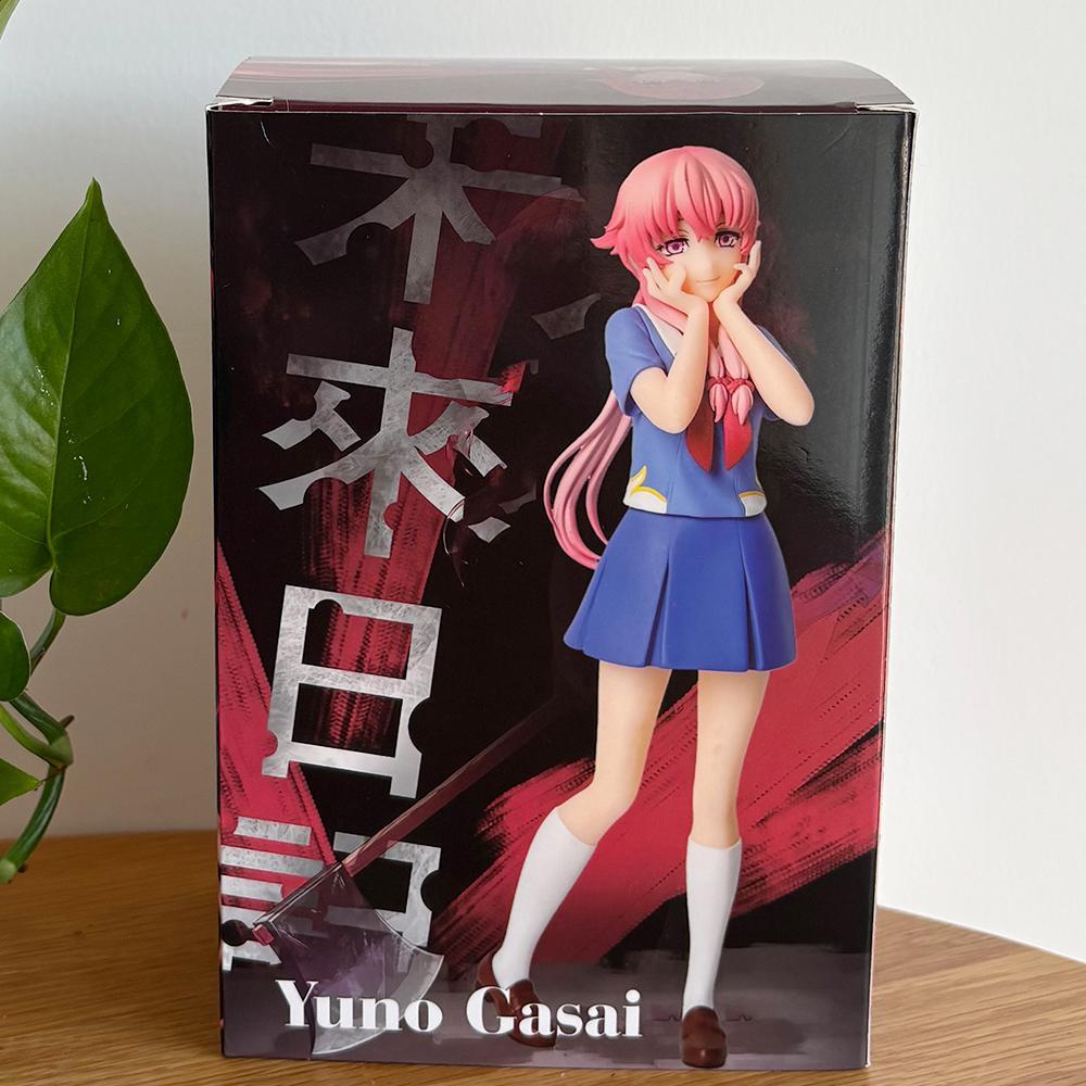 2 Style Mirai Nikki Anime Figure Gasai Yuno 17cm Pink Hair School Suit Pretty Girl Pvc Model Cute Periphery Gift Toy Doll