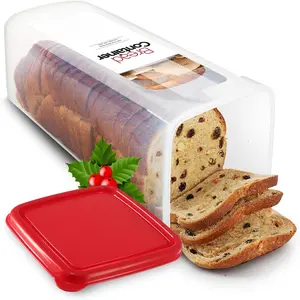 Plastic Bread Box with Top Lid - Freezer-Safe Rectangular Bread Storage Container with Reliable Sealing for Kitchen Freshness Preservation - Upgraded Snap-Lock Keep Bread Fresh Organizer