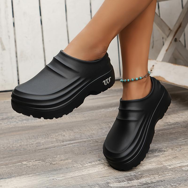 Solid Color Waterproof Chef Clogs, Slip On Lightweight Soft Sole Casual Slides, Closed Toe EVA Non-slip Slides