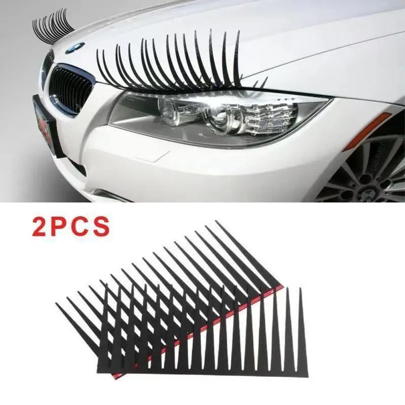 Automobile Headlight Eyelash Stickers - High-Viscosity Double-Sided Adhesive Automotive Decals, 29x17cm (Length 29cm*17cm) Car Vehicle Decoration Sticker for Cars, Heat-Adhere Install Exterior Accessory, Decorative