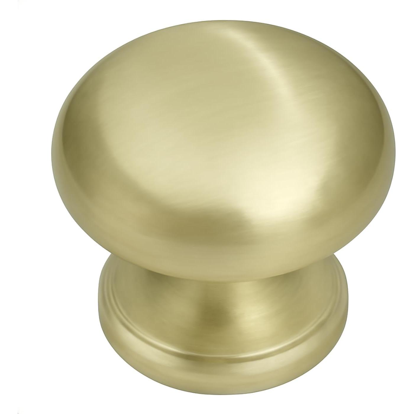 4-Pack Brushed Satin Brass Large Bi-fold Closet Door Knobs with Wide Base Backplate, Round  Wardrobe Folding Kitchen Cabinet Knobs, 1-1/2 Inch Furniture Drawer Pulls Handles