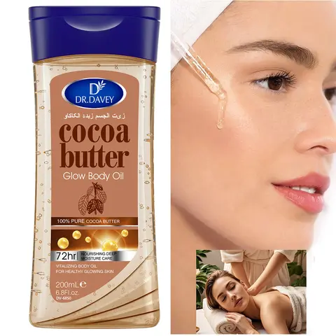 200ML Cocoa Butter Glow Body Oil, Moisturizing Skin Care Essential Oil, Unisex All-Season Use, Travel-Friendly, Scented Body Oil, Moisturizing Body Oils