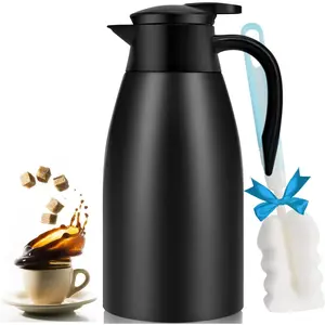 68oz Thermal Coffee Carafe Stainless Steel Insulated Airpot Dispenser for Hot Water Tea Hot Beverage Keeps 12 Hours Hot 24 Hours Cold Black