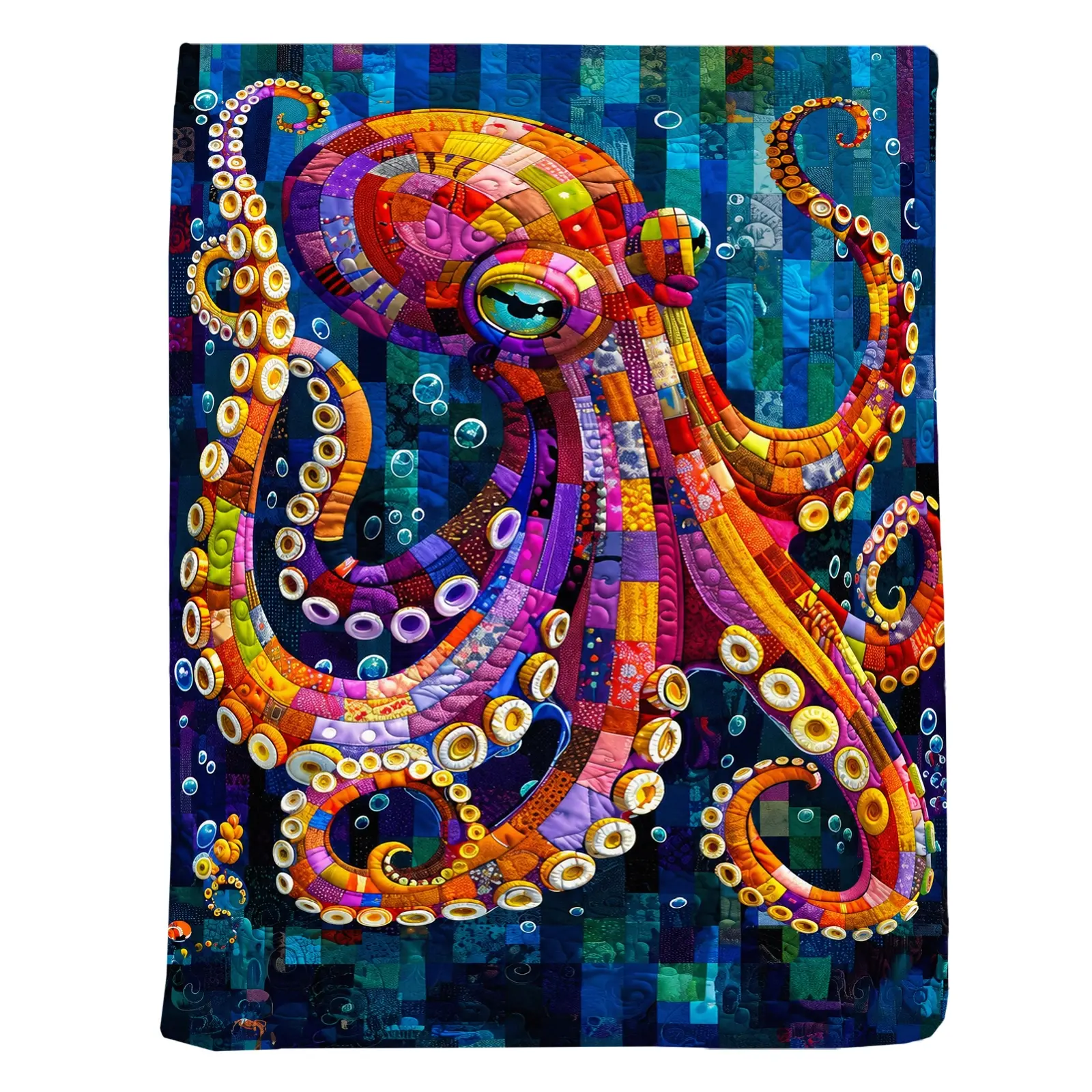 1pc Colorful Octopus Blanket, Vibrant Art Style, Eye-Catching Large Central Octopus Graphic with Decorative Details, for Living Room Bedroom Home Decor and Ocean Lover Gift