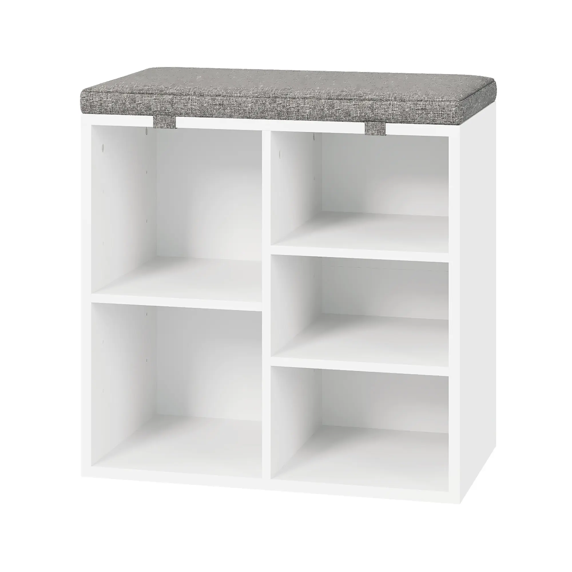 500LBS 3-Tier Shoe Storage Bench with Cushion – 5 Cubbies Adjustable Shelves, Entryway/Mudroom/Closet/Garage/Living Room