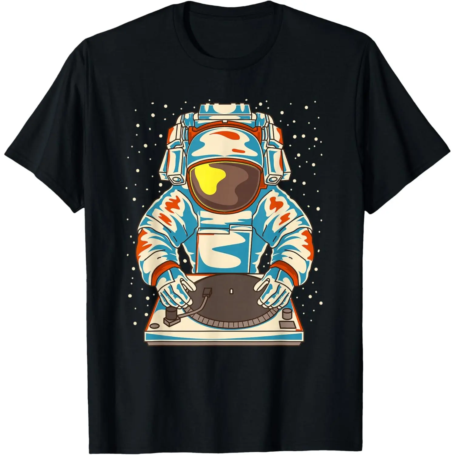 Unisex 100% Cotton Short Sleeve "Space DJ" Cosmic Astronaut Graphic T-Shirt, Electronic Music Techno Tee, Galaxy Party Lover Gift Shirt, Soft Comfortable Casual Wear