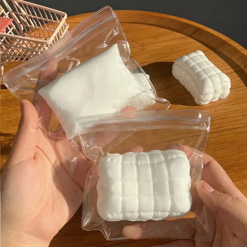 Fun Milk White Soap Fidget Toy Squishy Square Pillow Squeeze Toy Anti-stress Sensory Toy Relieve Anxiety Antistress for Friend