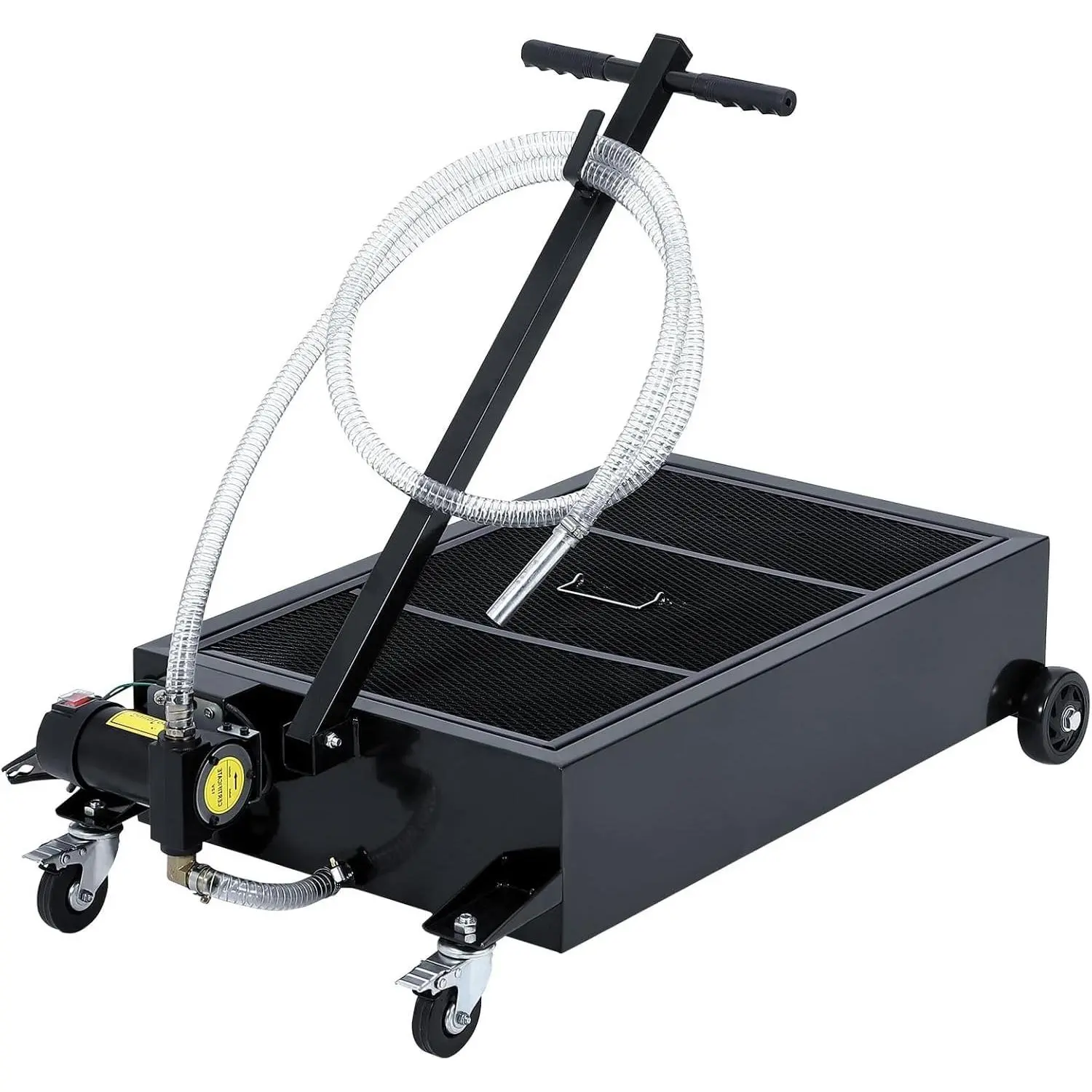 Garvee 15 Gallon Electric Oil Drain Pan with 110V Pump, Low Profile Design, 8Ft Hose, T Folding Handle, and Rolling Cart for Trucks, SUVs, RVs, and Cars