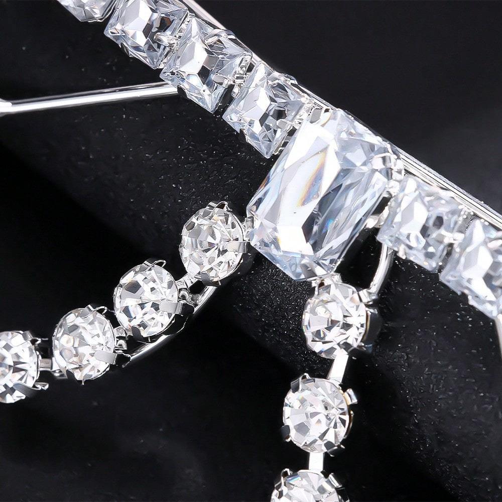 Women's Rhinesne Eyeglass Frame - Non-Lens Openwork-Out Glasses with Sparkling Geometric design, Party Wedding Birthday Formal Event Accessories - No Lens Needed for Costume Everyday Glamour, Wedding Glasses, Festive Accessories, Bold Statement Accessory,