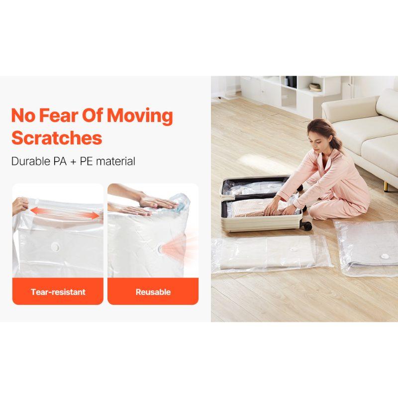 VEVOR Vacuum Storage Bags, 15 Pack Space Saver Seal Bag(3 Jumbo/3 Large/3 Medium/3 Small/3 Roll), Compression Airtight Zipper Space Bags with Electric Pump, for Cloth, Bedding, Blanket, Pillow, Travel