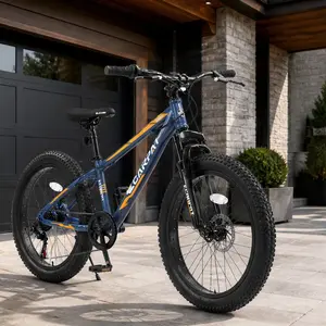 24-Inch Fat Tire Mountain Bike for Adults & Youth, High-Carbon Steel American Style Frame, 7-Speed Shimano Gears, Dual Disc Brakes, Front Suspension, Gray, Bikes
