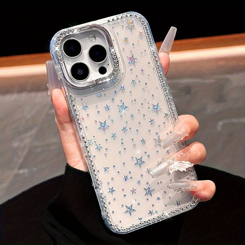 Chic Y2K-Inspired Phone Case Adorned with Luxurious Glitter Rhinestones And Star Sequins, Crafted for Iphone17, 16, 15, 14, And 13 ,12Pro Max, Showcasing a Dazzling Laser Protection.