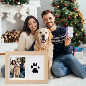 No-Mess Inkless Paw Print Keepsake Frame for Dogs & Cats – 7" Double Opening Memory Frame