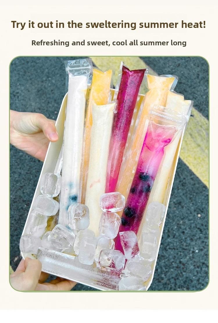 50/100 PCS Disposable DIY Ice Bag/Mold for Popsicles & Shaved Ice, Food-Grade Self-Sealing Bags