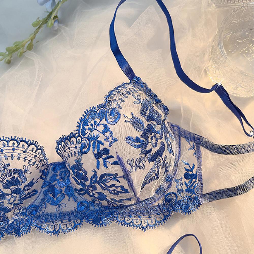 Polyester fiber mesh comfortable underwear set for women, simple and elegant, push-up adjustable bra set