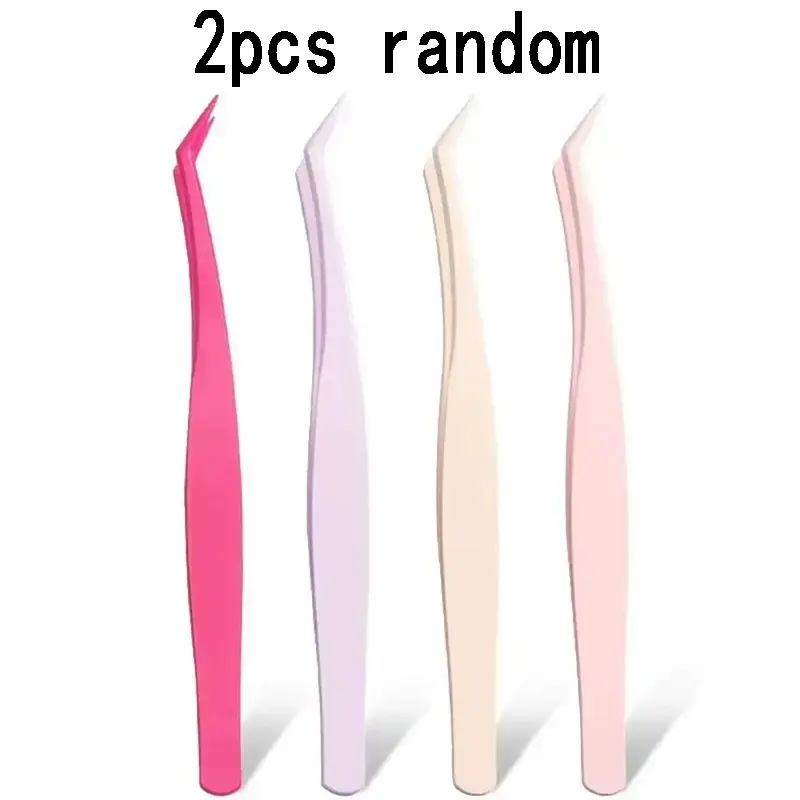 2 Pcs Non-Stick Eyelash Tweezers, Maroon Dual-Color Anti-Slip Lash Clippers, Precision Hair Removal Tool, Ergonomic Design with Protective Case