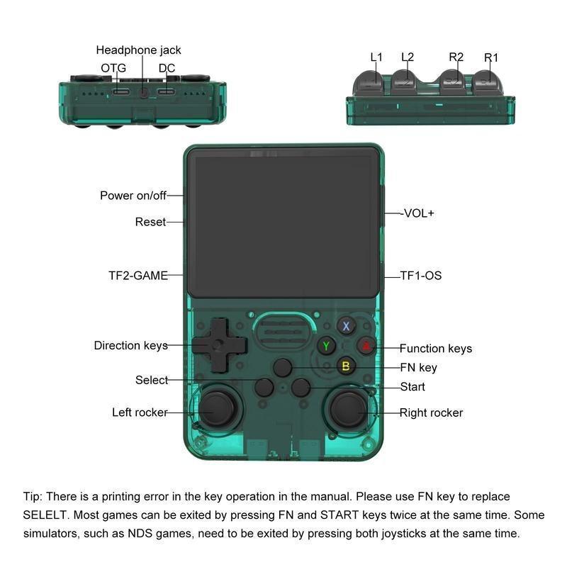 R36S Portable Game Console, 3.5 Inch IPS Screen Retro Video Game Console, Rechargeable Handheld Game Console with 64G TF Card