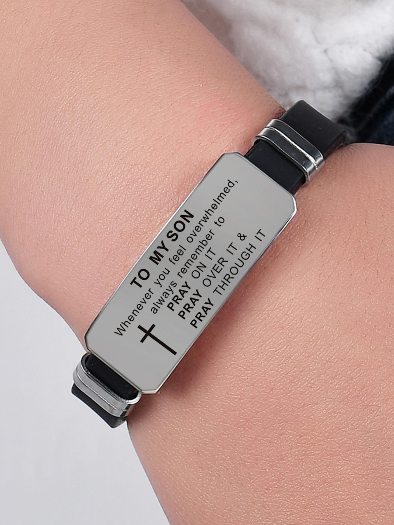 Stainless Steel Letter Pattern Buckle Decor Bracelet, Fashionable Bracelet for Men & Women, Trendy All-match & Exquisite Jewelry for Birthday Gift, Metal Bracelet