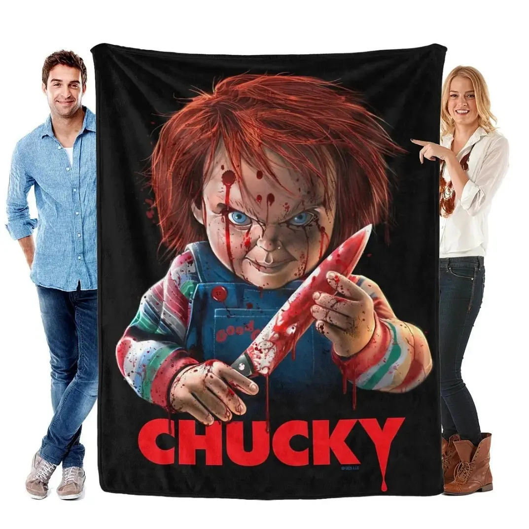 Chucky Cozy Flannel Blanket, Warm Soft Throw Blanket for Bed Sofa Office, Horror Movie Character Plush Blanket, Lightweight Fleece Blanket Home Decor, Halloween Gift Idea for Adults Kids, Birthday Gift