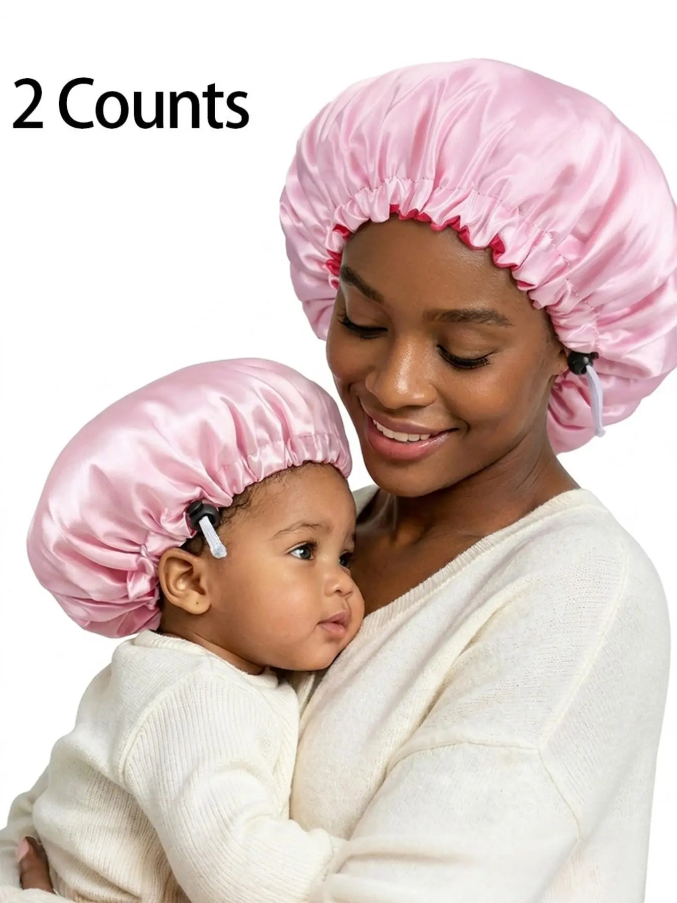 2-Pack Mother and Daughter Matching Bonnets, Printed Cartoon Double-Layer Sleep Caps with Button Closure, Parent-Child Hair Protection Hats