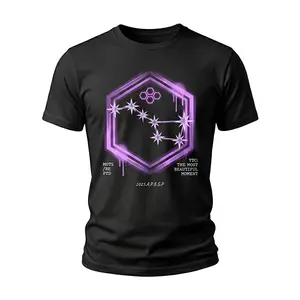 Purple Neon 7 Stars Graphic Tee | "The Most Beautiful Moment" Streetwear | MOTS PTD YTC Aesthetic Black T-Shirt | Fan Apparel