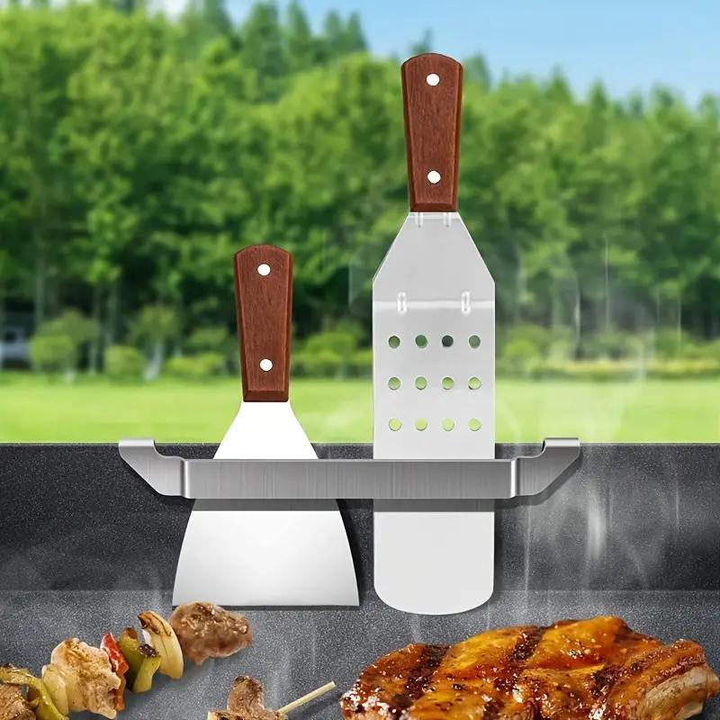 Stainless Steel Griddle Spatula Holder, 1 Count Barbecue Tool Holder Rack, Travel Accessory, Barbecue Utensil Holder for Grills & Griddles