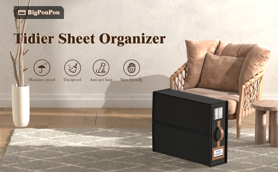 6 Pack Bed Sheets Organizers And,Sheets Set Folder with Handle,Foldable Bedding Box For,Duvet Cover(King Size-3.7 Gal,Black)