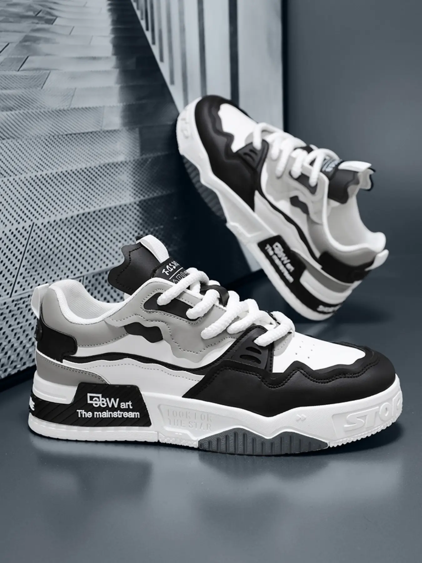 Men's Fashion Skate Shoes, Skater Shoes, Skateboard Shoes, Comfortable Anti-Slip Casual Lace-Up Sports Shoes, Ideal for Outdoor Activities, Stylish and Durable Design