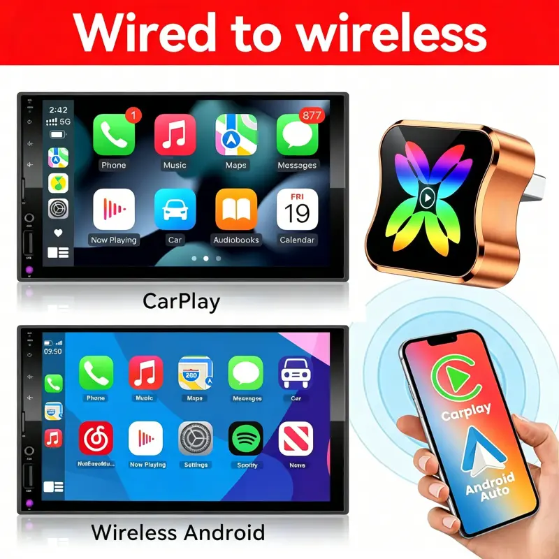 Wireless Carplay Adapter, Plug-And-Play, WiFi Zero Latency, Compatible with iOS 10+, for iPhone, Essential Gift for Drivers
