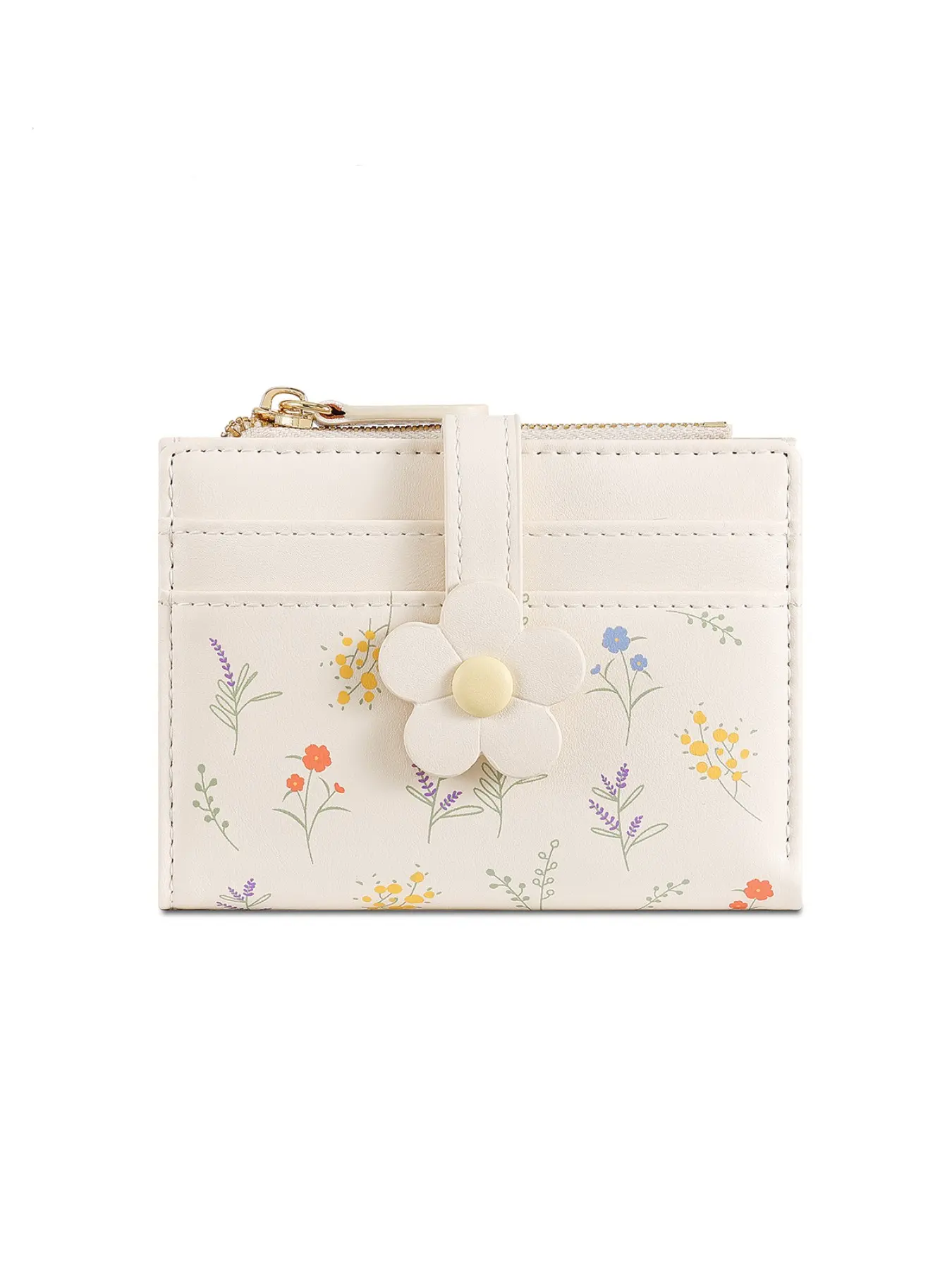 New Short Women's Wallet, Cute Floral Pattern PU Leather Coin Card Holder, Multi-Card Slot Purse, Student Fashion Accessory