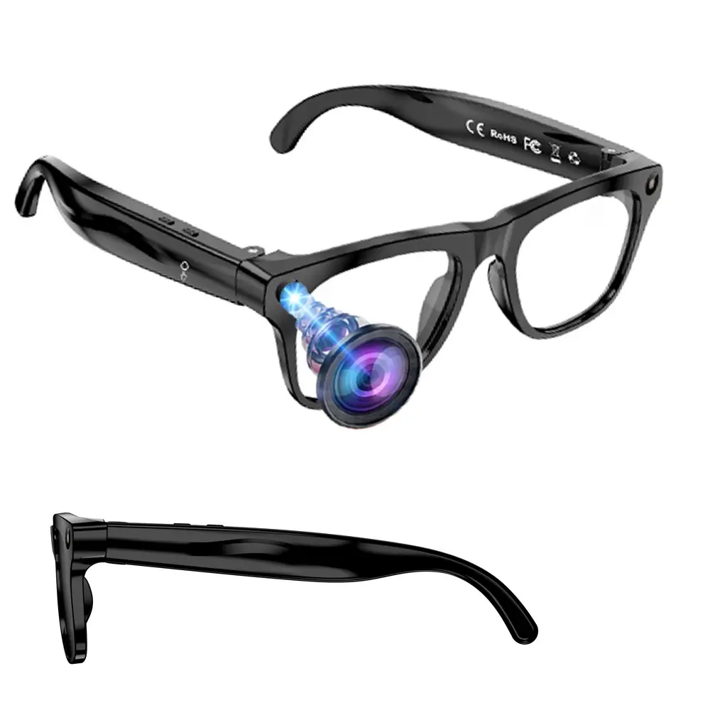 Smart Glasses with 8MP Camera,One Click Audio recording,First Person Video Shooting,Bluetooth Calling and Music Playback,AI Real Time Translation and Simultaneous Interpretation,WiFi Transfer, 290Mah Battery ,3Lenses Total