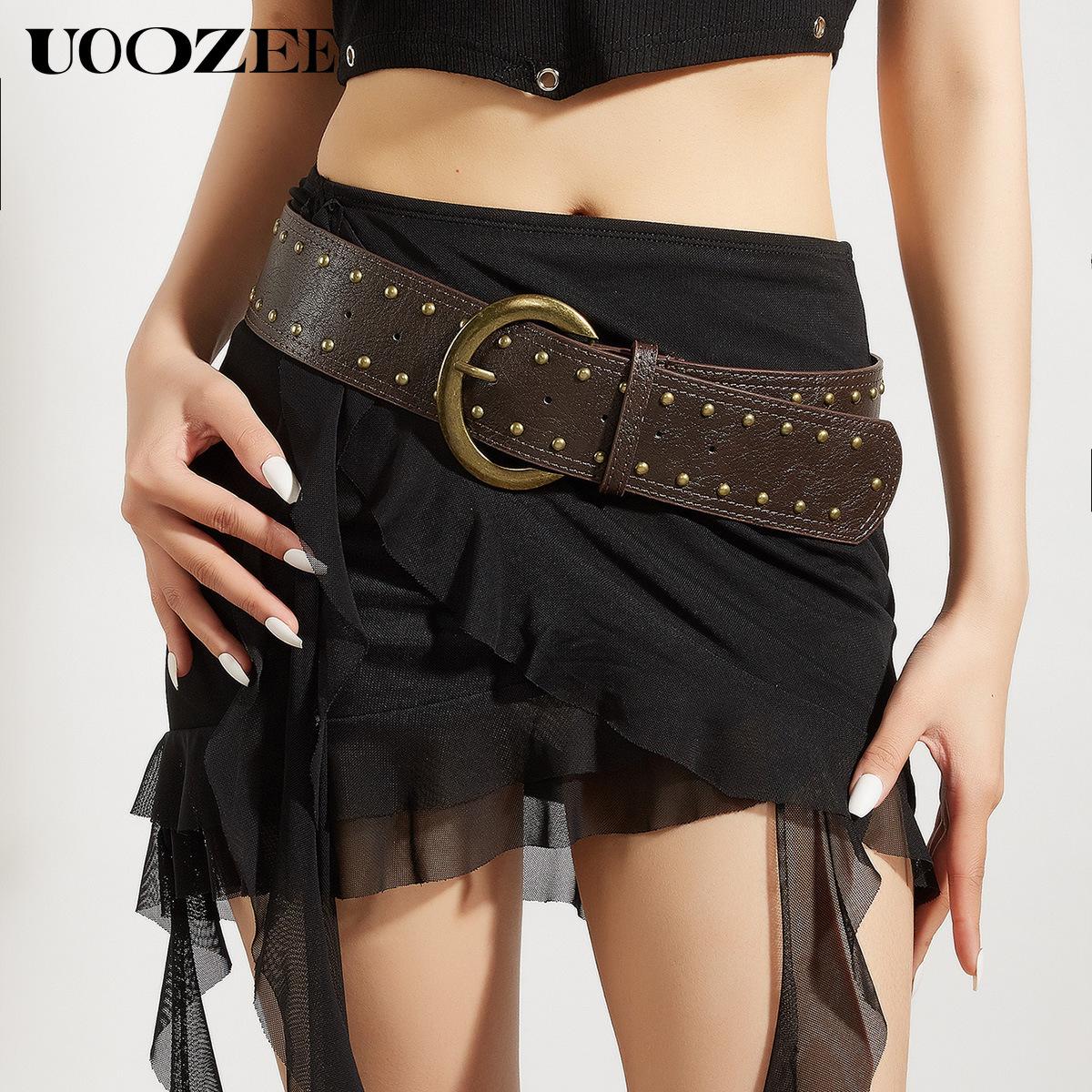 UOOZEE 2025 Fashion Punk Style Rivet Personality Belt Decoration Versatile Pin Buckle Belt Trendy Belt, Various Colors Optional