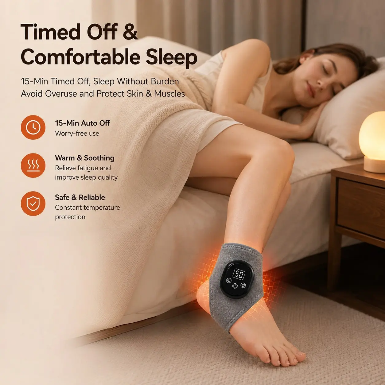 Wireless Heated Ankle Massager, Rechargeable Foot Heating Pad for Pain Relief, Portable Foot Massager for Neuropathy Plantar Fasciitis, 5 Heat Levels, 3 Vibration Modes, Auto Shut off