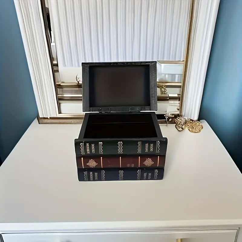 1 Vintage Wooden Storage Box - Lidded design, book-shaped multifunctional storage box - Can be used for jewelry storage, photography props, home and office organization - Home decor and photo backdrop prop - Ideal holiday gift