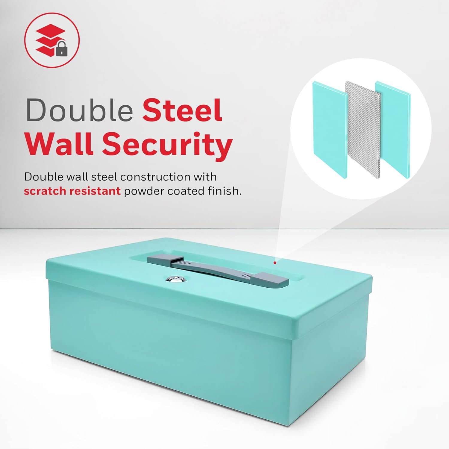 Safes & Door Locks - Small Safe Box for  - Fire Resistant Documents Lock Box with  - Steel  with Key Lock for Personal Items, ,  - 0.17 Cubic  - Teal - 6124TL